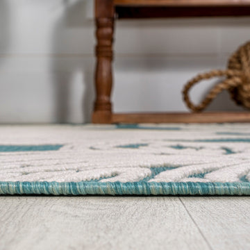 Tobago High-low Two-tone Monstera Leaf Indoor/Outdoor Area Rug